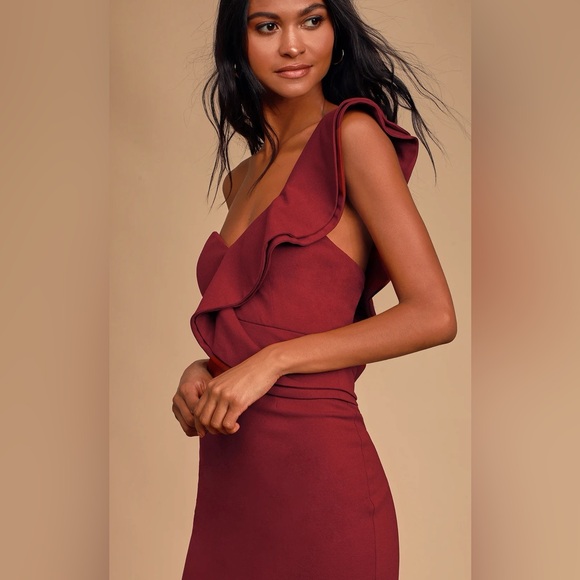 Lulus One Shoulder Ruffle Bodycon Mini Dress - Picture 3 of 5